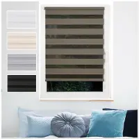 Ondeco Fensterrollo Doppelrollo Klemmfix ohne Bohren mit Seitenzug Farbe: Braun, Größe: 80x160 cm