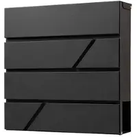 BRASQ Deluxe Briefkasten Schwarz 37,5 x 36,5 x 11 cm - Wandbriefkasten mit Schloss und Zeitungsfach - Inklusive Befestigungsmaterial & 2 Schlüssel