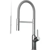 VIZIO Wasserhahn Küchenarmatur Spültischmischer BOD, Verchromt, mit 360° schwenkbarem Grau Auslauf und abnehmbare 2 strahl Handbrause