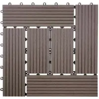 Proregal BERLINLODGE WPC Bodenfliese | 11x je BxT 30x30cm = 1qm | Holzoptik Balkon/Terrasse | Basis | Coffee versetzt