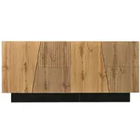 STILVORA Sideboard Spanplatte Schwarz-Holz 160x40x72 cm mit verstellbarem Einlegeboden