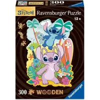 Ravensburger WOODEN Puzzle - Angel & Stitch - konturgeformtes Holzpuzzle mit 300 Teilen