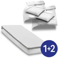 Sleezzze 7 Zonen ergonomische Taschenfederkernmatratze Sleezzz Diamond T1000 180 x 200 cm, Höhe 23 cm, Härtegrad H2/H3, 1000 Federn/2m² + 2 x CloudComfort Basic Mikrofaser Bettset 135 x 200 cm + 80 x 80 cm