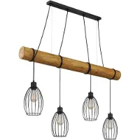 Globo Pendelleuchte Berti 4-flammig E27 Schwarz matt Metall Metallstäbe 150x125cm
