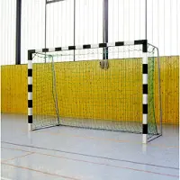Sport-Thieme Handballtor in Bodenhülsen stehend mit anklappbaren Netzbügeln, 3x2 m, Schwarz-Silber, Verschraubte Eckverbindungen