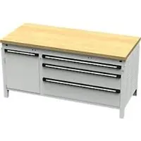 OttoKind Otto Kind Breitfachwerkbank Typ 440, Buche Multiplexplatte, bündig, bis 1400 kg, B 1697 x T 750 x H 850 mm, Stahl, Zentralverschluss, lichtgrau/lichtgrau