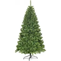Costway 180cm Künstlicher Weihnachtsbaum, Tannenbaum mit 928 Spitzen PVC Nadeln, Metallständer&Klappsystem, Christbaum, Kunstbaum Weihnachten Grün