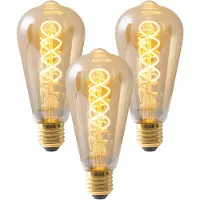 Näve 3er-Set LED Leuchtmittel "DILLY" H: 14,6cm warmweiß - E27, 4 Watt, 200 Lumen, 2084 Kelvin, aus Metall und Glas, amber – dimmbar