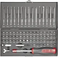 Toolcraft HT02183 820952 Bitsæt 75 dele Kærv, Unbrako, Clutch, Tri-Wing, TORQ, Multitand (XZN), Krydskærv Pozidriv, Krydskærv Phillips, T-profil