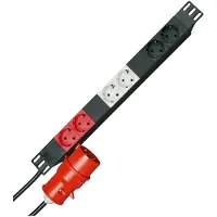 Kopp Steckdosenleiste 48,30cm (19") 6fach Schwarz, Grau, Rot CEE-Stecker 930105013