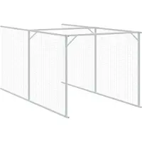 vidaXL Hundehütte mit Auslauf Hellgrau 110x813x110 cm Verzinkter Stahl