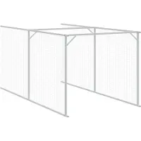 vidaXL Hundehütte mit Auslauf Hellgrau 110x1221x110cm Verzinkter Stahl