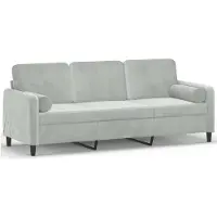 vidaXL 3-Sitzer-Sofa mit Zierkissen Hellgrau 180 cm Samt