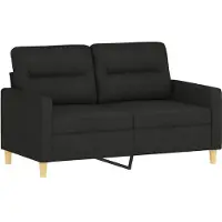 vidaXL 3-tlg. Sofagarnitur mit Kissen Schwarz Stoff