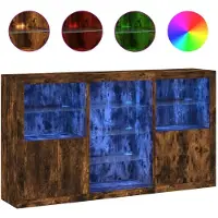 vidaXL Sideboard mit LED-Leuchten Räuchereiche 181,5x37x100 cm