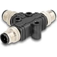 DeLOCK M12 T-Splitter A-kodiert 4 Pin 1 xSt . zu 2 x Stecker