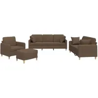 vidaXL 4-tlg. Sofagarnitur mit Kissen Braun Stoff