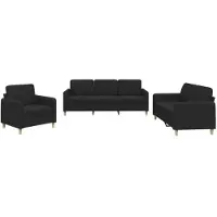 vidaXL 3-tlg. Sofagarnitur mit Kissen Schwarz Stoff