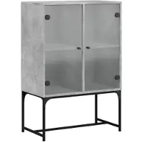 vidaXL Beistellschrank mit Glastüren Betongrau 69x37x100 cm