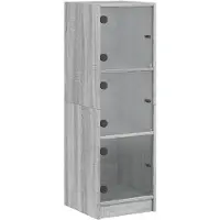 vidaXL Highboard mit Glastüren Grau Sonoma 35x37x109 cm