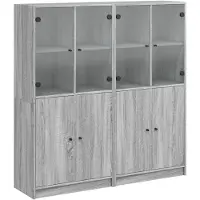 vidaXL Bücherschrank mit Türen Grau Sonoma 136x37x142 cm Holzwerkstoff
