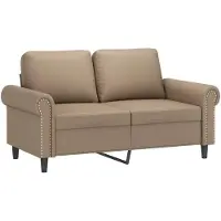 vidaXL 2-tlg. Sofagarnitur mit Kissen Cappuccino-Braun Kunstleder