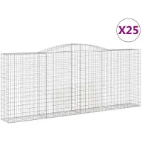 vidaXL Gabionen mit Hochbogen 25 Stk 400x50x160/180cm Verzinktes Eisen