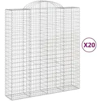 vidaXL Gabionen mit Hochbogen 20Stk. 200x50x220/240cm Verzinktes Eisen