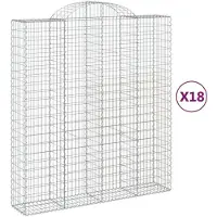 vidaXL Gabionen mit Hochbogen 18Stk. 200x50x220/240cm Verzinktes Eisen