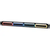Intellinet Cat5e UTP 24-Port Patchpanel 48,26cm 19 Zoll 1HE farbkodiert geeignet fuer Krone LSA+ Auflegewer...