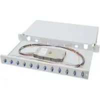 Digitus LWL Spleißbox, 1HE, bestückt, 12x LC DX, OS2, Grau, 483 mm, 280 mm, 44,5 mm, 243 mm, 433 mm