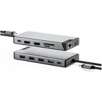 Alogic DUCDDV3V2, Kabelgebunden, USB 3.2 Gen 1 (3.1 Gen 1) Type-A + Type-C, 100 W, Grau, Space Grey, SD