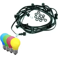 SPICELITE Illu-/Partylichterkette BLACKY 20m - Außenlichterkette schwarz - 20 bunte LED Tropfenlampen