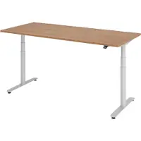 Bümö Schreibtisch elektrisch Bluetooth & App XDLR - Gestell: Silber, Nachbildung: Nussbaum, Größe: 180 x 80 cm
