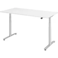 Bümö Schreibtisch elektrisch Bluetooth & App XDLR - Nachbildung: Weiß, Gestell: Silber, Größe: 160 x 80 cm