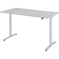 Bümö Schreibtisch elektrisch Bluetooth & App XDLR - Gestell: Silber, Größe: 160 x 80 cm, Nachbildung: Grau