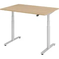 Bümö Schreibtisch elektrisch Bluetooth & App XDLR - Gestell: Silber, Größe: 120 x 80 cm, Nachbildung: Eiche