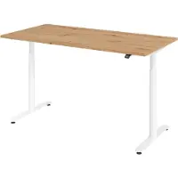 Bümö Schreibtisch elektrisch Bluetooth & App XDLR - Größe: 160 x 80 cm, Nachbildung: Asteiche, Gestell: Weiß