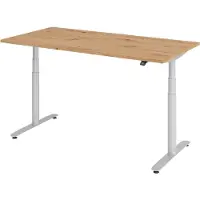 Bümö Schreibtisch elektrisch Bluetooth & App XDLR - Gestell: Silber, Größe: 160 x 80 cm, Nachbildung: Asteiche