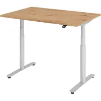Bümö Schreibtisch elektrisch Bluetooth & App XDLR - Gestell: Silber, Nachbildung: Asteiche, Größe: 120 x 80 cm