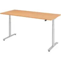 Bümö Schreibtisch elektrisch Bluetooth & App XDLR - Gestell: Silber, Nachbildung: Buche, Größe: 180 x 80 cm