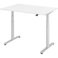 Bümö Schreibtisch elektrisch Bluetooth & App XDLR - Nachbildung: Weiß, Gestell: Silber, Größe: 120 x 80 cm