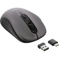 InLine Maus 3-in-1, Bluetooth + 2x 2.4GHz Funk, 5 Tasten, optisch, grau/schwarz, rechts, Optisch, RF Wireless + Bluetooth, 2400 DPI, Grau, Schwarz