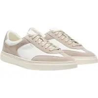 BOSS Weiße Herrensportschuhe mit beigen Details und Schnürsenkeln