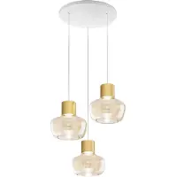 FABAS LUCE Kino LED-Pendelleuchte 36 W 3900 lm 3000 K, dimmbar, Gestell aus Metall und Borosilikatglas, Cognac - Kino