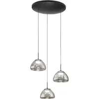 FABAS LUCE Lucille Pendelleuchte Ø 350 mm, getönt, 21 W LED, Farbtemperatur 2700 K/3000 K/4000 K, dimmbar, Metallrahmen und Borosilikatglas - Lucille