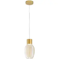 FABAS LUCE Lapo LED-Pendelleuchte, 12 W, 1300 lm, 3000 K, dimmbar, Metallrahmen und Borosilikatglas, Farbe Cognac - 3768-40-365