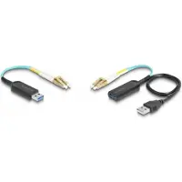 DeLOCK USB 10 Gbps Typ-A Extender Set über LC Duplex Kabel, 0,2 m, USB A, 10 Gbit/s, Schwarz