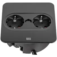 Bachmann TWIST 2 Tischsteckdose 2x Schuko Schwarz matt
