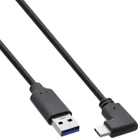 InLine USB 3.2 Kabel, USB-C Stecker gewinkelt an A Stecker, schwarz, 2m, 2 m, USB C, USB A, USB 3.2 Gen 2 (3.1 Gen 2), 10 Gbit/s, Schwarz